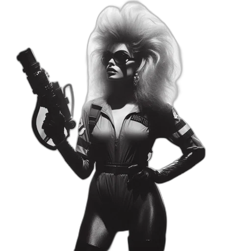 weapon, comic book art, concept art, cyberpunk, 3d render, drama, unfolds, black-and-white transparent PNG cut-out