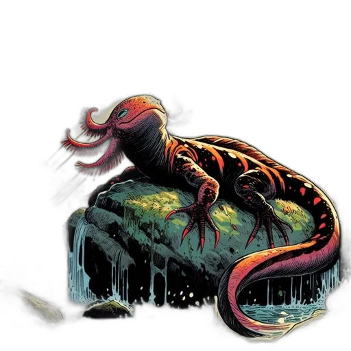 creature, dragon, animal, concept art, watercolor, comic book art, pixel art, dark transparent PNG cut-out