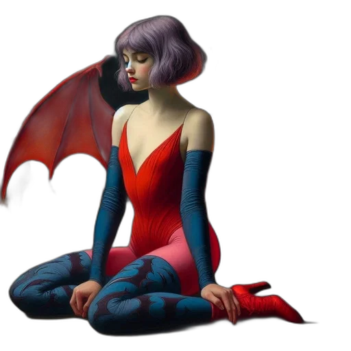 fantasy art, concept art, comic book art, pixel art, red, dark, colorful, woman transparent PNG cut-out