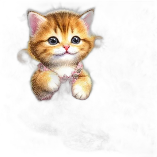 animal, staff, photorealistic, pencil sketch, oil painting, fantasy art, kitten, pink transparent PNG cut-out