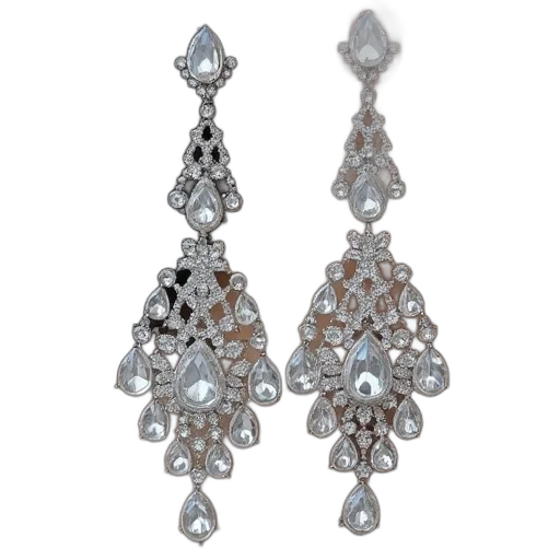 jewelry, silver, cubice, marquis, rhine, chandelier, earrings transparent PNG cut-out