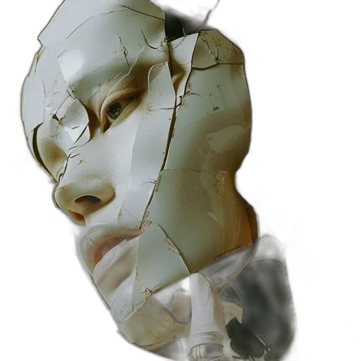 mask, robot, face, crown, 3d render, photorealistic, concept art, cyberpunk transparent PNG cut-out