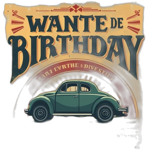 car, vintage, wanted, birthday transparent PNG cut-out
