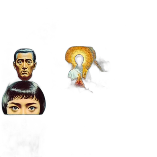 face, staff, umbrella, mask, concept art, pixel art, fire, outer space transparent PNG cut-out