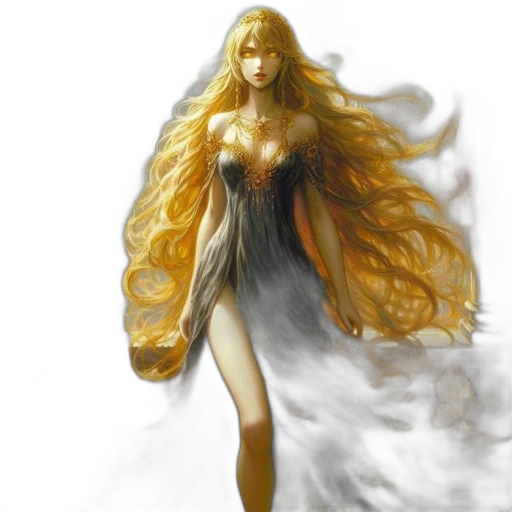 dress, fantasy art, concept art, comic book art, photorealistic, golden, earth tones, regal transparent PNG cut-out