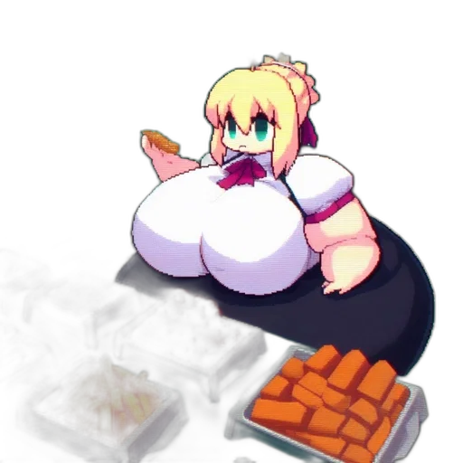 food, pixel art, concept art, cartoon, anime, monochrome, surprised, girl transparent PNG cut-out