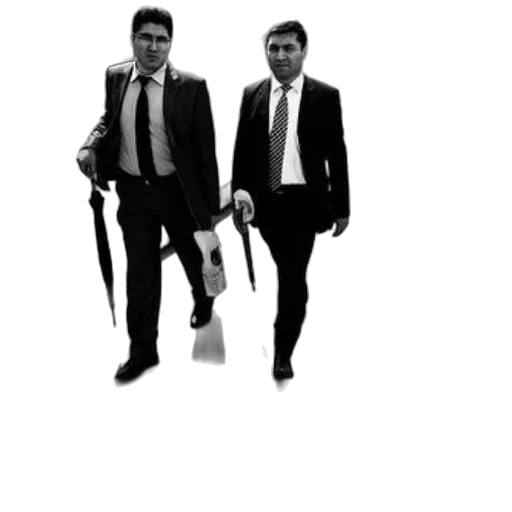staff, concept art, 3d render, comic book art, two, men, suits, walk transparent PNG cut-out