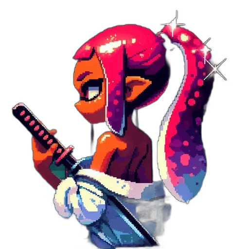 staff, weapon, robot, dress, pixel art, concept art, vaporwave, fantasy art transparent PNG cut-out