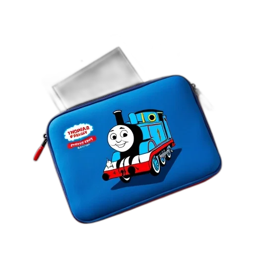 blue, red, thomas, train, themed, laptop, sleeve, placed transparent PNG cut-out