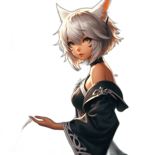 staff, dress, weapon, animal, fantasy art, concept art, anime, pixel art transparent PNG cut-out