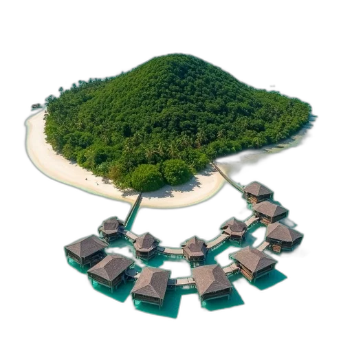 tree, building, crown, umbrella, 3d render, photorealistic, concept art, forest transparent PNG cut-out