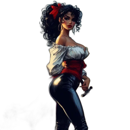 dress, fantasy art, concept art, comic book art, pixel art, red, woman, curly transparent PNG cut-out