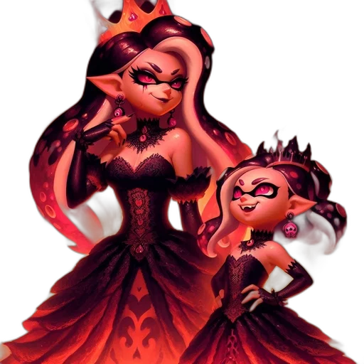 crown, dress, staff, concept art, 3d render, fantasy art, cartoon, fire transparent PNG cut-out