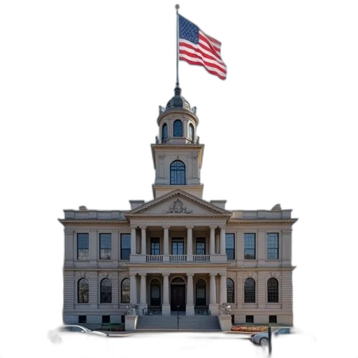 building, flag, flying, high, sky, over, courthouse, main transparent PNG cut-out