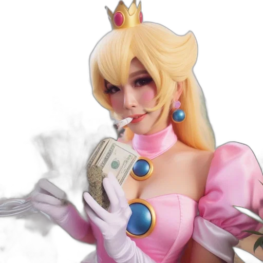 concept art, 3d render, fantasy art, vaporwave, person, dressed, princess, peach transparent PNG cut-out