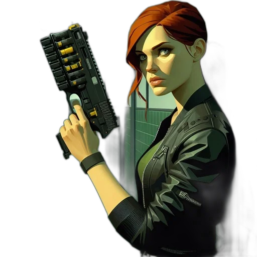 staff, weapon, jacket, robot, concept art, cyberpunk, pixel art, comic book art transparent PNG cut-out