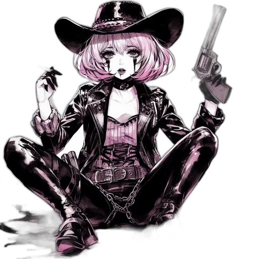weapon, staff, hat, cyberpunk, cartoon, concept art, anime, dark transparent PNG cut-out