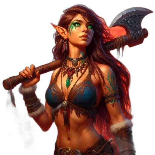 staff, fantasy art, concept art, pixel art, comic book art, elfin, female, warrior transparent PNG cut-out