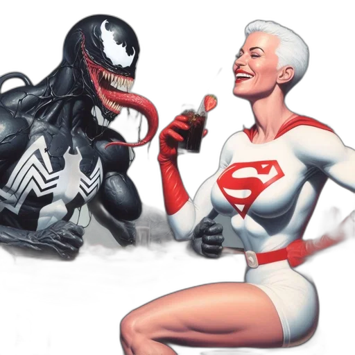comic book art, concept art, two, comic-book, styled, characters, sit, together transparent PNG cut-out