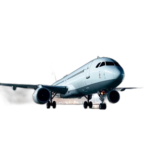 photorealistic, 3d render, modern, commercial, airplane, parked, tarmac, nose transparent PNG cut-out