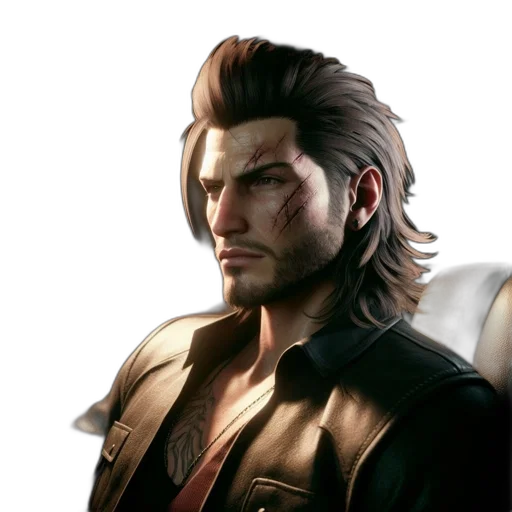 jacket, face, hair, concept art, 3d render, photorealistic, man, vertical transparent PNG cut-out