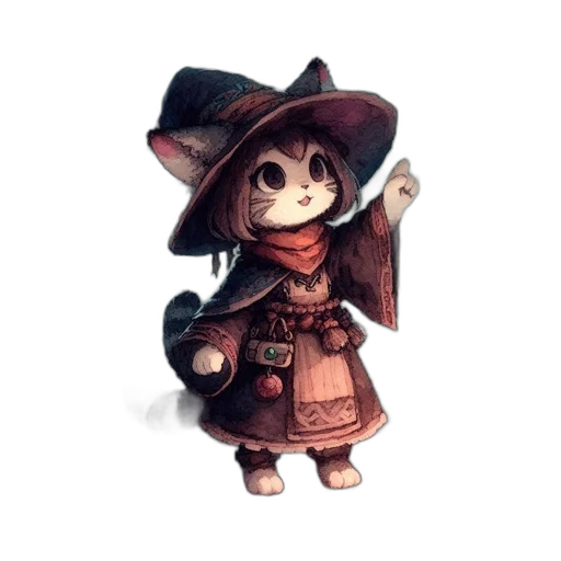 staff, hat, weapon, jacket, concept art, fantasy art, pixel art, 3d render transparent PNG cut-out