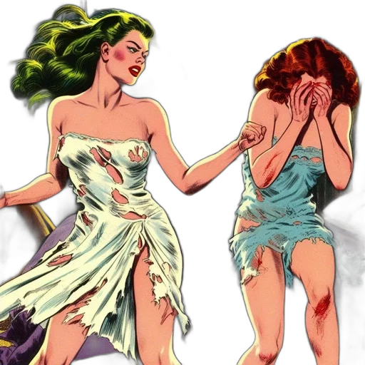 dress, comic book art, concept art, fantasy art, cartoon, fire, green, earth tones transparent PNG cut-out