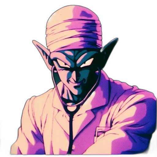mask, staff, hat, face, vaporwave, concept art, pixel art, comic book art transparent PNG cut-out
