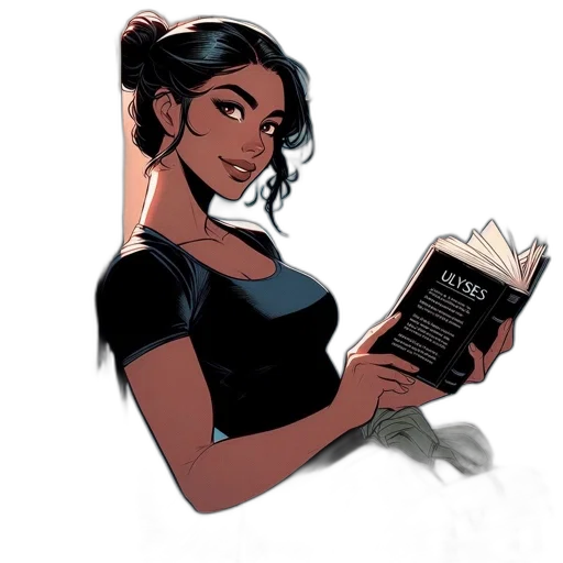 dress, comic book art, concept art, cartoon, fantasy art, dark, monochrome, confident transparent PNG cut-out