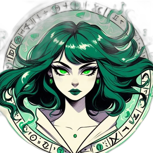 fantasy art, anime, comic book art, pixel art, green, monochrome, illustrated, female transparent PNG cut-out