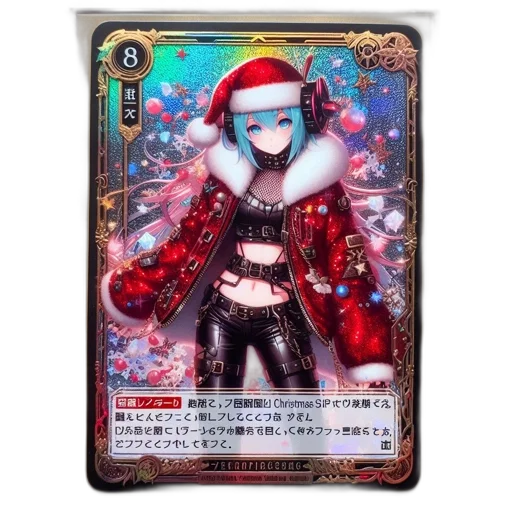 robot, cyberpunk, concept art, anime, character, santa, hat, styled transparent PNG cut-out