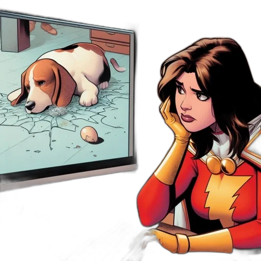 comic book art, concept art, underwater, woman, donning, red, yellow, hero transparent PNG cut-out