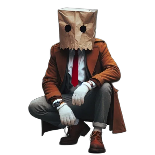 mask, robot, jacket, creature, concept art, pixel art, 3d render, comic book art transparent PNG cut-out
