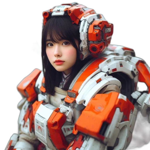 robot, jacket, weapon, face, 3d render, concept art, cyberpunk, photorealistic transparent PNG cut-out