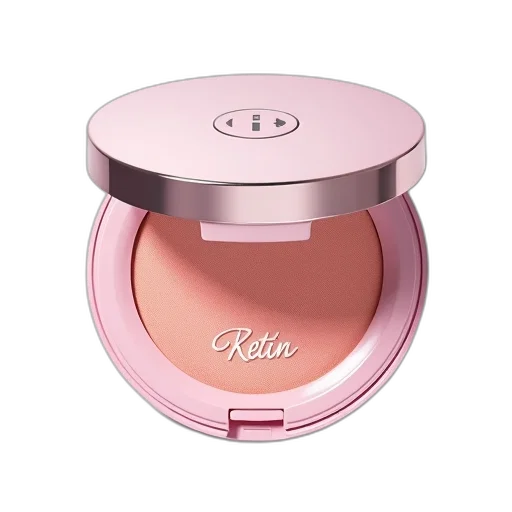 pastel, pink, compact, powder, silver, lid, displayed, white transparent PNG cut-out