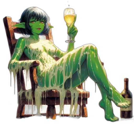 concept art, fantasy art, pixel art, comic book art, green, elf-like, figure, sporting transparent PNG cut-out