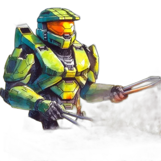 robot, weapon, sword, staff, concept art, watercolor, pixel art, fantasy art transparent PNG cut-out