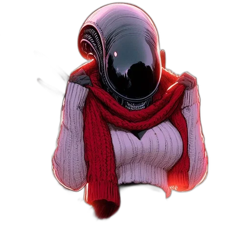 mask, jewelry, staff, robot, 3d render, concept art, red, person transparent PNG cut-out