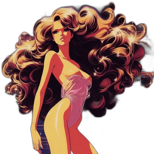 hair, comic book art, concept art, cartoon, fantasy art, golden, animated, female transparent PNG cut-out