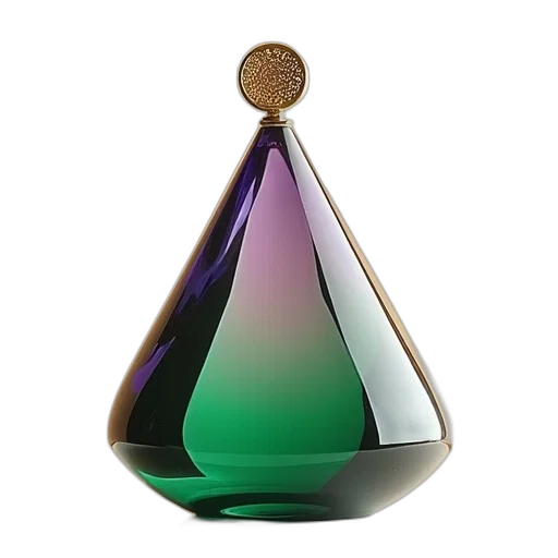 jewelry, bottle, crown, 3d render, green, glass, sculpture, triangular transparent PNG cut-out
