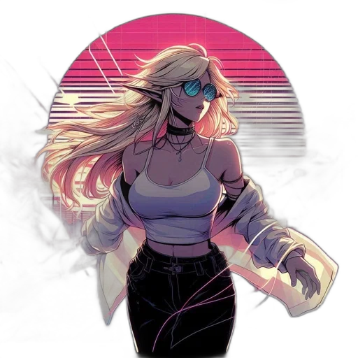 jacket, comic book art, concept art, cyberpunk, anime, neon lights, fire, outer space transparent PNG cut-out
