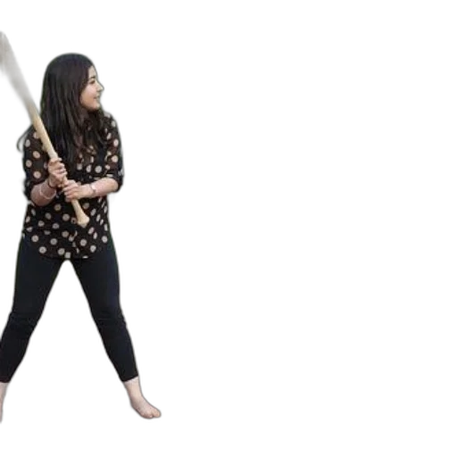 staff, sword, umbrella, weapon, woman, polka, dot, shirt transparent PNG cut-out