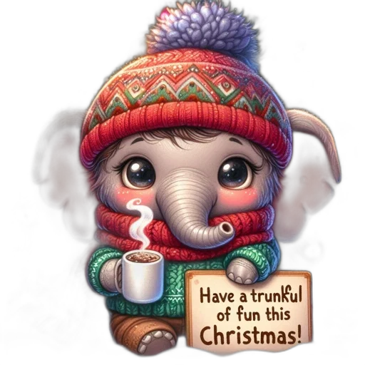 animal, photorealistic, cute, animated, elephant, festive, attire, sits transparent PNG cut-out