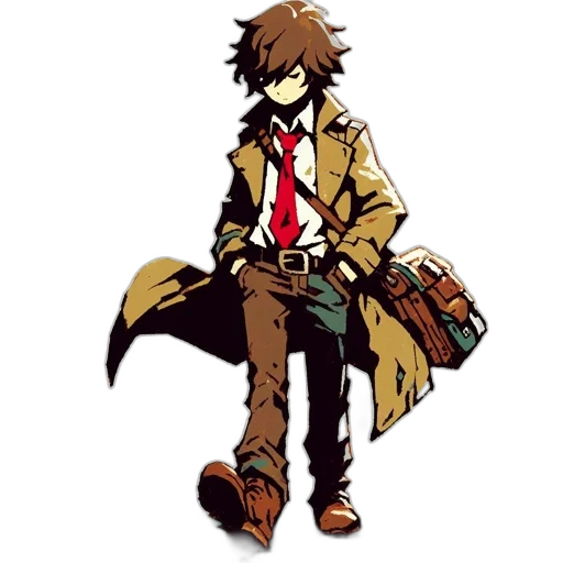 jacket, staff, weapon, animal, pixel art, concept art, comic book art, cartoon transparent PNG cut-out