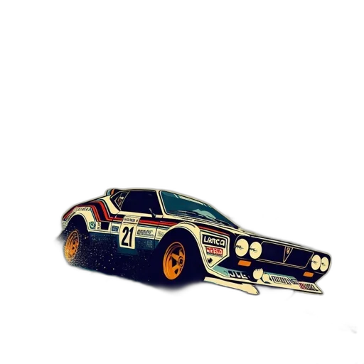 car, photorealistic, 3d render, concept art, watercolor, lancia, rally, races transparent PNG cut-out