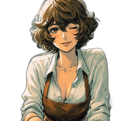 staff, dress, face, jewelry, watercolor, anime, concept art, cartoon transparent PNG cut-out