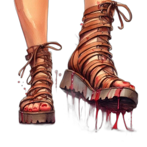 shoes, concept art, fantasy art, 3d render, comic book art, individual, wears, gladiator-style transparent PNG cut-out