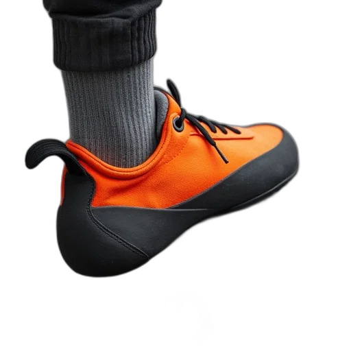 shoes, 3d render, orange, climbing, shoe, grey, black, outs transparent PNG cut-out