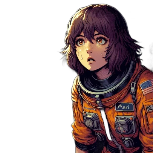 face, jacket, concept art, comic book art, pixel art, anime, outer space, golden transparent PNG cut-out