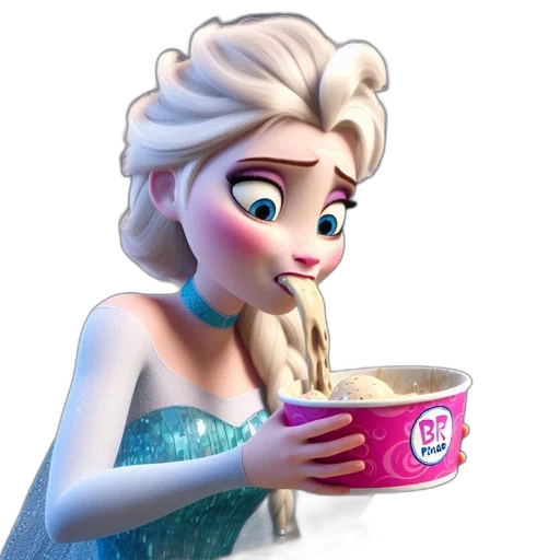 food, crown, 3d render, concept art, cartoon, photorealistic, snow, woman transparent PNG cut-out
